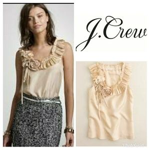 Sz 10 J. Crew Collection Silk Posy Top Black